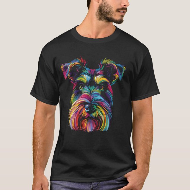T-shirt Popart de chien Schnauzer (Devant)