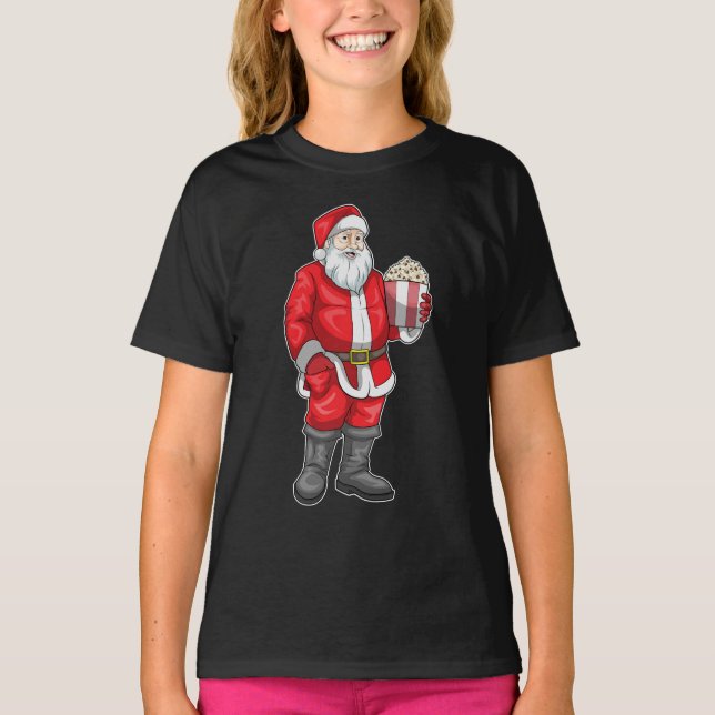 T-shirt Popcorn de Noël du Père Noël (Devant)