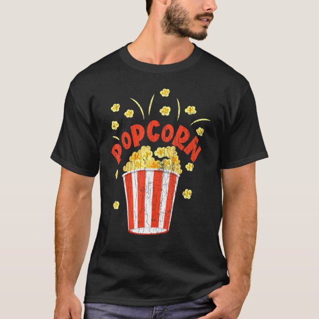 T-shirt Popcorn Retro Pop Corn Eater Graphisme (Devant)