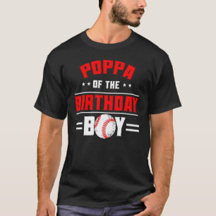T-shirt Poppa Of The Birthday Boy Baseball Thème Famille B