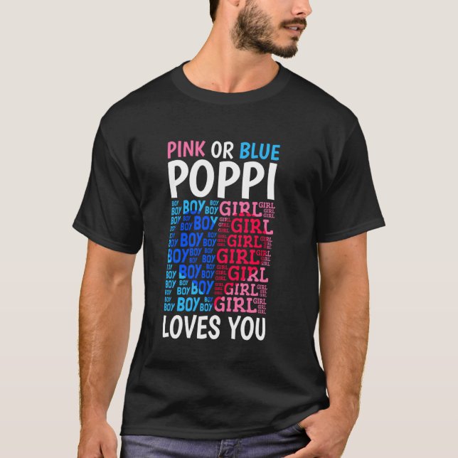 T-shirt Poppi Rose Ou Bleu Vous Aime Genre Révéler Bébé Sh (Devant)