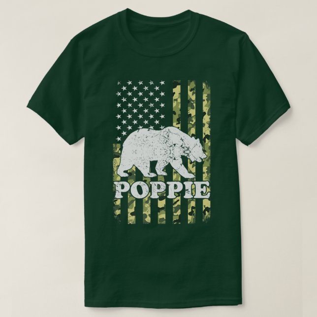 T-shirt Poppie Bear Camping Randonnée Camouflage USA Ameri (Design devant)