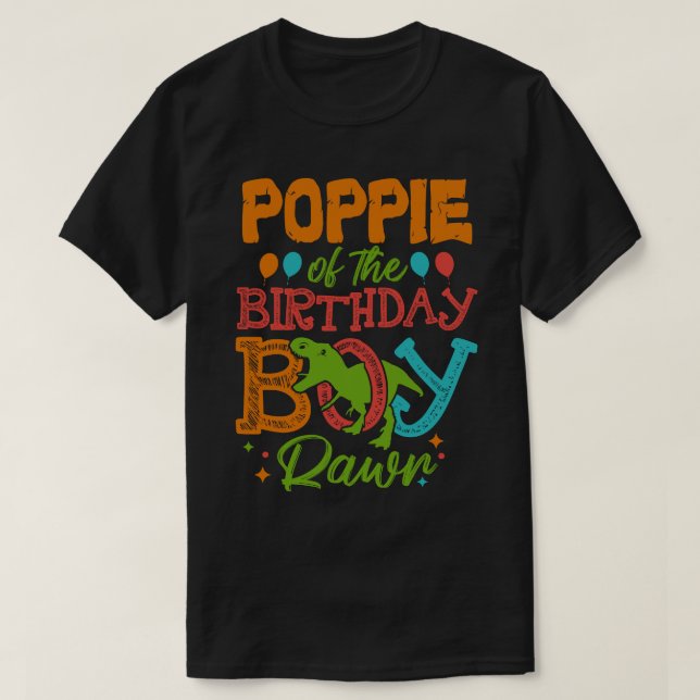 T-shirt POPPIE De L'Anniversaire Garçon Rawr Dinosaur (Design devant)