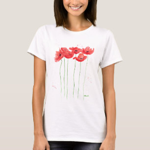 T-shirt Poppies aquarelle rouge floral nature pavot