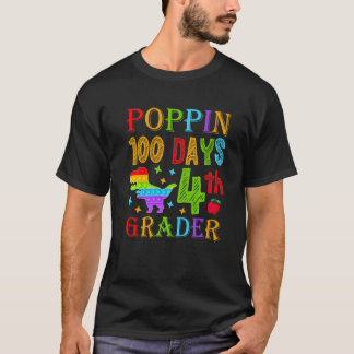 T-shirt Poppin 100 Days 4th Grader Primary School Kid Elem