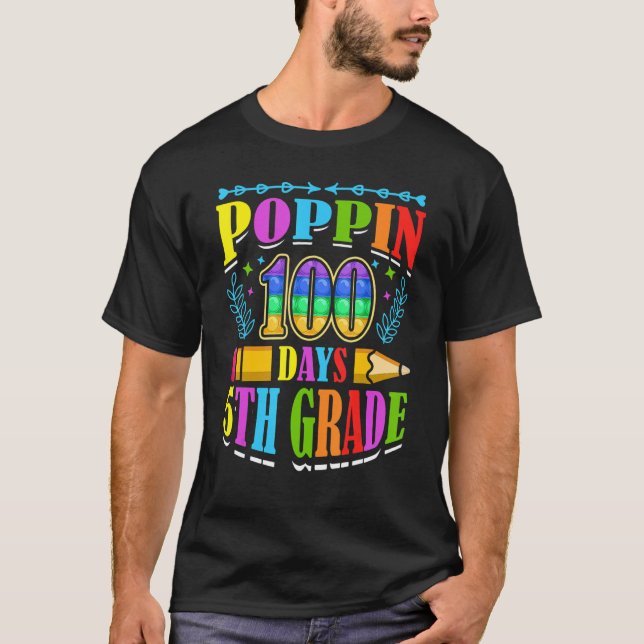 T-shirt Poppin 100 Days 5th Grade Primary School Kid Eleme (Devant)