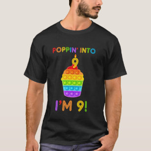 T-shirt Poppin 9 Year 9th Birthday Party Cake Popping