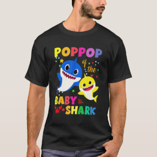 T-shirt Poppop of the Birthday Shark Papa maman Matching F