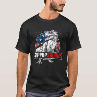 T-shirt Poppoppoppopsaurus Dinosaur T Rex American Flag Fa