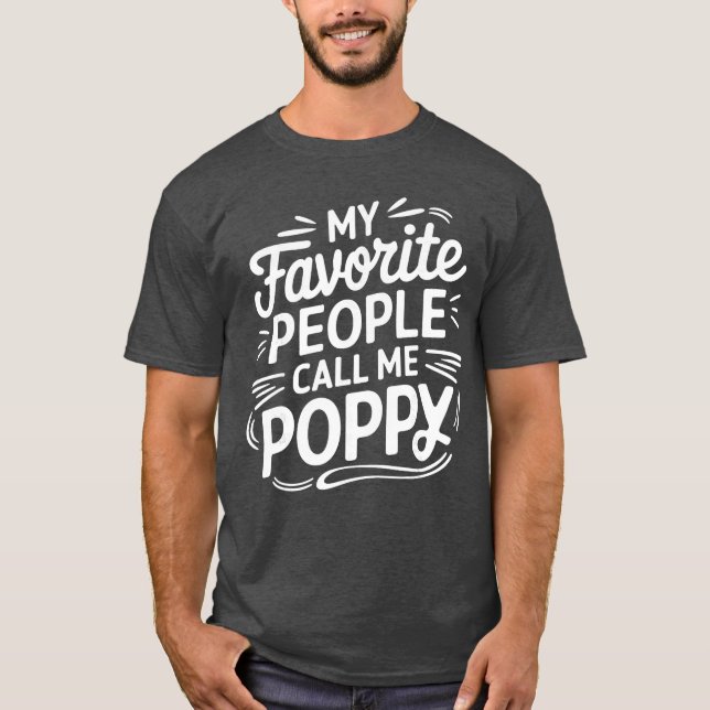 T-shirt Poppy Design For Grandpa From Grandkids Fathers Da (Devant)