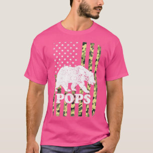 T-shirt Pops Bear Camping Randonnée Camouflage USA America