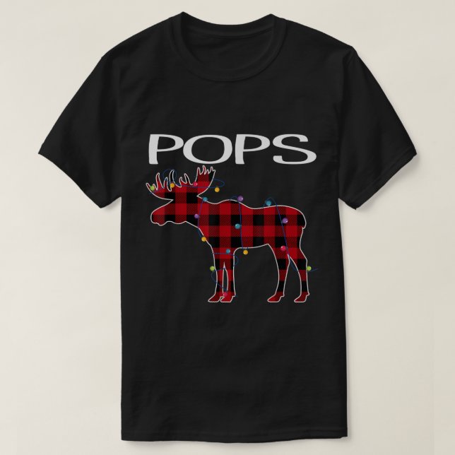 T-shirt Pops Christmas Plaid Moose Design (Design devant)
