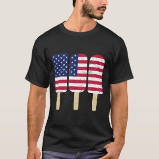 T-shirt Popsicle du 4 juillet Drapeau américain patriotiqu