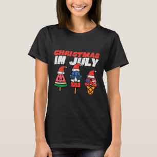 T-shirt Popsicles de Noël en Juillet Glace Enfant en bas â