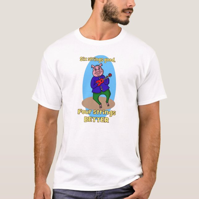 T-shirt porc d'Ukulélé-playing, la ferme d'animaux, 4 (Devant)