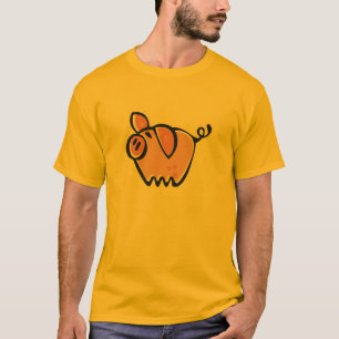 T-shirt Porc jaune-orange