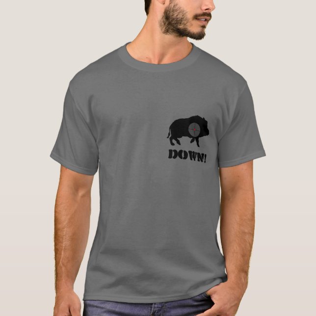 T-shirt Porc noir vers le bas ! Chemise (Devant)