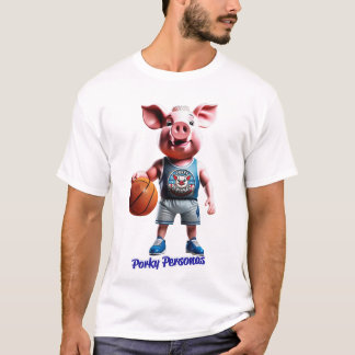 T-shirt Porky Personas drôles Pig personnages. Ballon de b