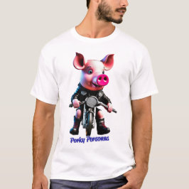 T-shirt Porky Personas drôles Pig personnages. Biker