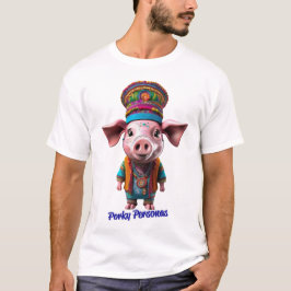 T-shirt Porky Personas drôles Pig personnages. Hippie