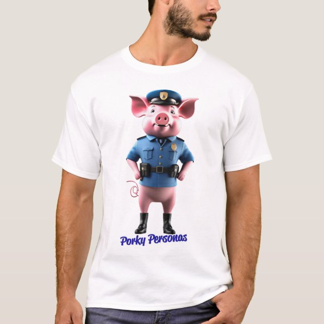T-shirt Porky Personas personnages de porc amusants (Devant)