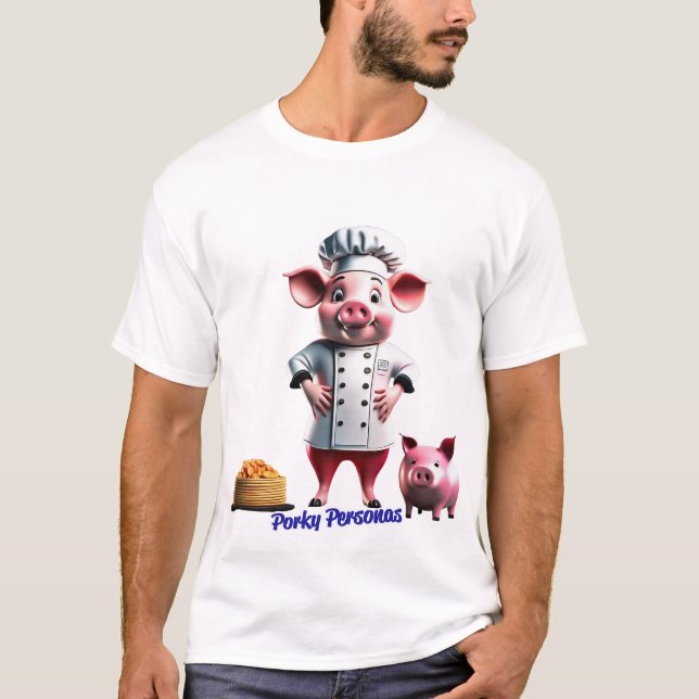 T-shirt Porky Personas personnages de porc amusants (Devant)