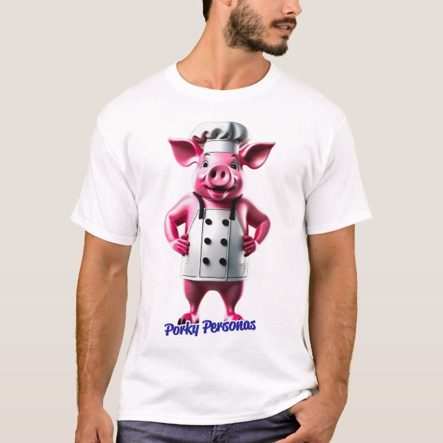 T-shirt Porky Personas personnages de porc amusants (Devant)