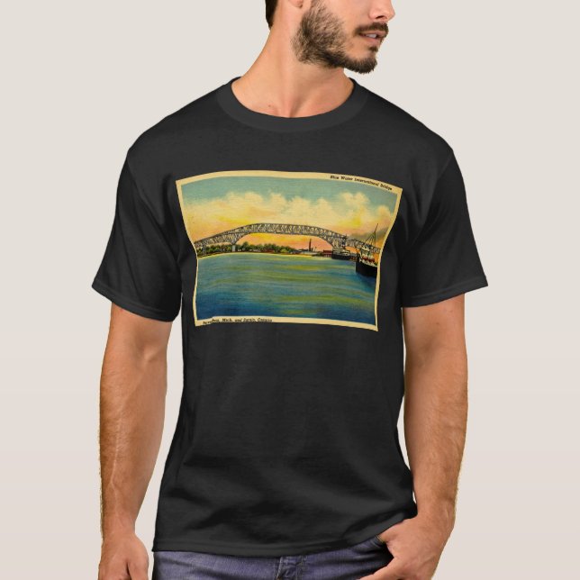 T-shirt Port Huron Michigan de pont de Bluewater (Devant)