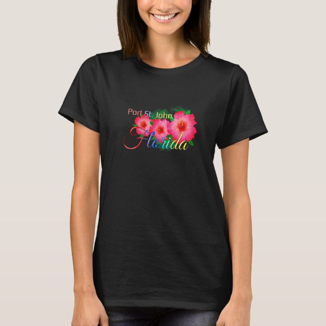 T-shirt Port St John Florida Fleurs tropicales Vacat famil (Devant)