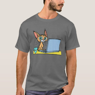 T-shirt Portable Cute Cat Café Accueil Bureau Travail à do
