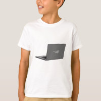 Portable gris avec logo d'oiseau