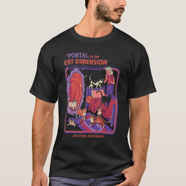 T-shirt portail de la dimension chat Halloween (Devant)