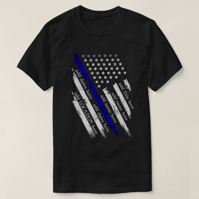 T-shirt portant le drapeau de la Ligne bleue mince (Design devant)