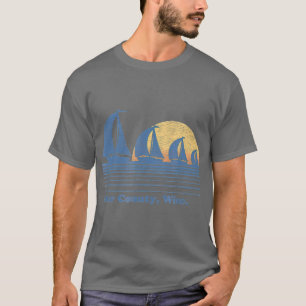 T-shirt Porte Comté WI Sailboat T Vintage 80s Sunset