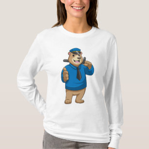 T-shirt Porter en tant qu'officier de police avec le casqu