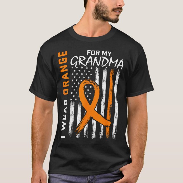 T-shirt Porter Orange pour ma grand-mère Leucémie Cancer (Devant)