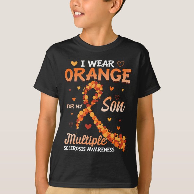T-shirt Porter Orange Pour Mon Fils Sclérose En Plaques (Devant)
