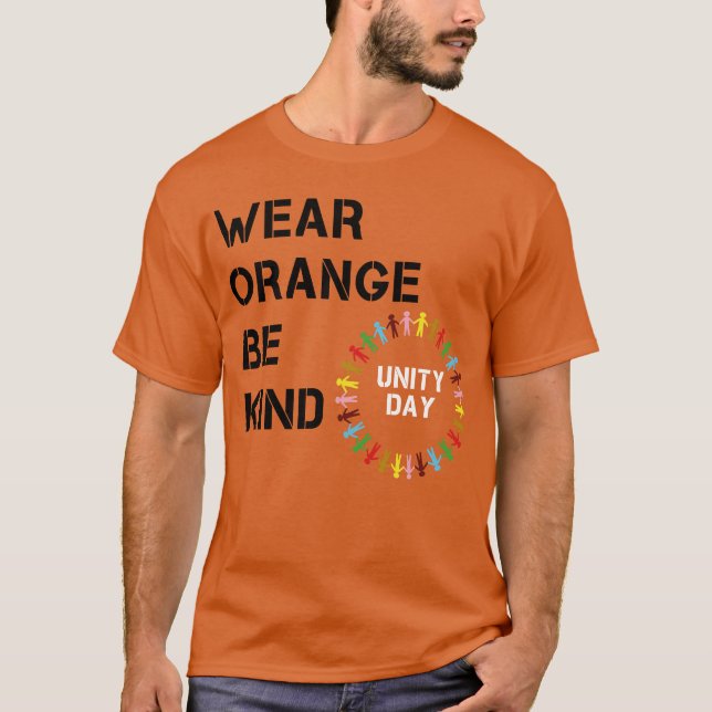 T-shirt porter orange soyez gentil jour d'unité (Devant)
