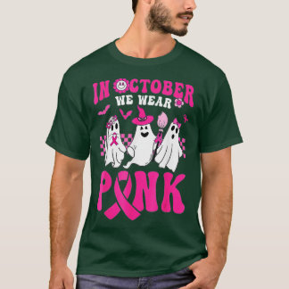 T-shirt Porter Pink Breast Cancer Guerrier Ghost Halloween