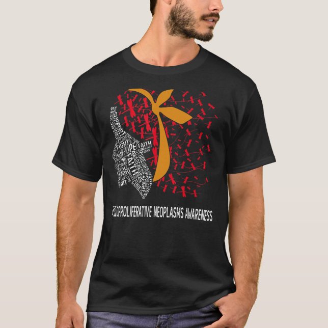 T-shirt Porter Rouge & Orange Pour Les Néoplasmes Myélopro (Devant)