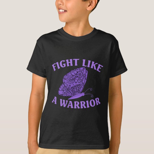 T-shirt Porter Ruban Purple Butterfly Warrior Fibromyalgie (Devant)