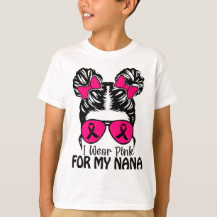 T-shirt Portez Le Rose Pour Ma Nana Messy Bun Girls Toddle