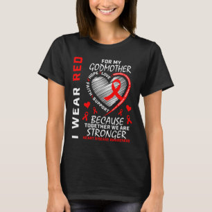 T-shirt Portez Le Rouge Pour Ma Godmère Maladie Cardiaque 
