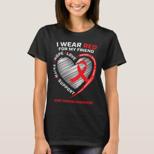 T-shirt Portez Le Rouge Pour Mon Ami Maladie Cardiaque Sen
