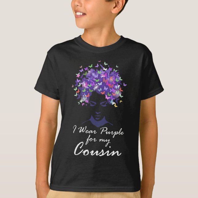 T-shirt Portez Le Violet Pour Mon Cousin Support Alzheimer (Devant)