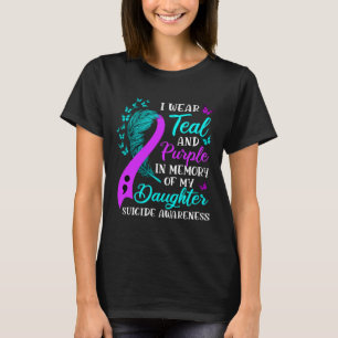 T-shirt Portez Turquoise Violet En Mémoire De Mon Suicide 