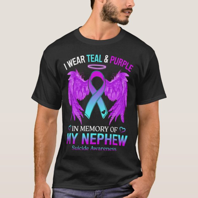 T-shirt Portez Turquoise Violet En Mémoire Du Suicide Neph (Devant)