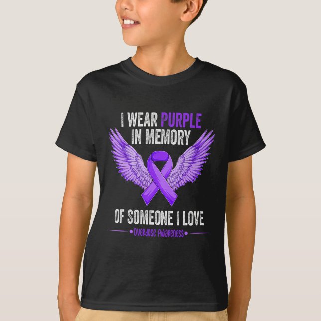 T-shirt Portez Violet En Mémoire De Quelqu'Un Que J'Aime S (Devant)
