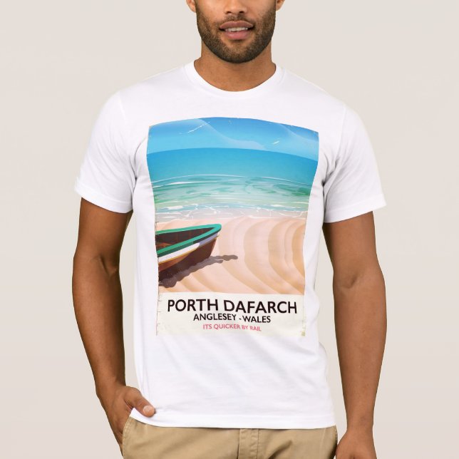 T-shirt Porth Dafarch, affiche de plage galloise anglesey (Devant)