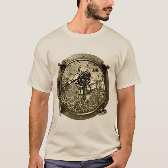 T-shirt Porthole View Diver avec un casque de plongée Mark (Devant)